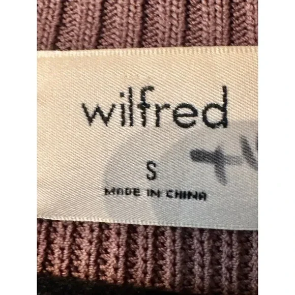 Wilfred S Brown long sleeve knit scalloped hem crop top stretch fitted - Picture 7 of 8